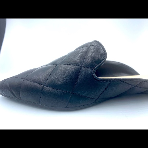NWT Black Quilted Faux Leather Mules Pointed Toe - Picture 9 of 12